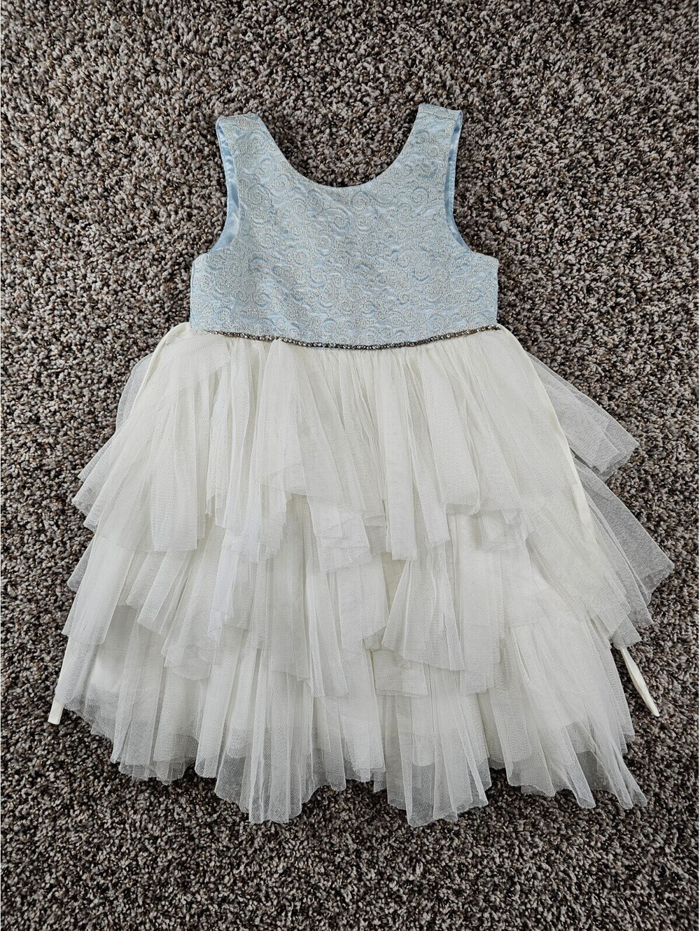 American Princess Sleeveless Tulle Dress Blue Lace Bodice Girls Size 5 Wedding